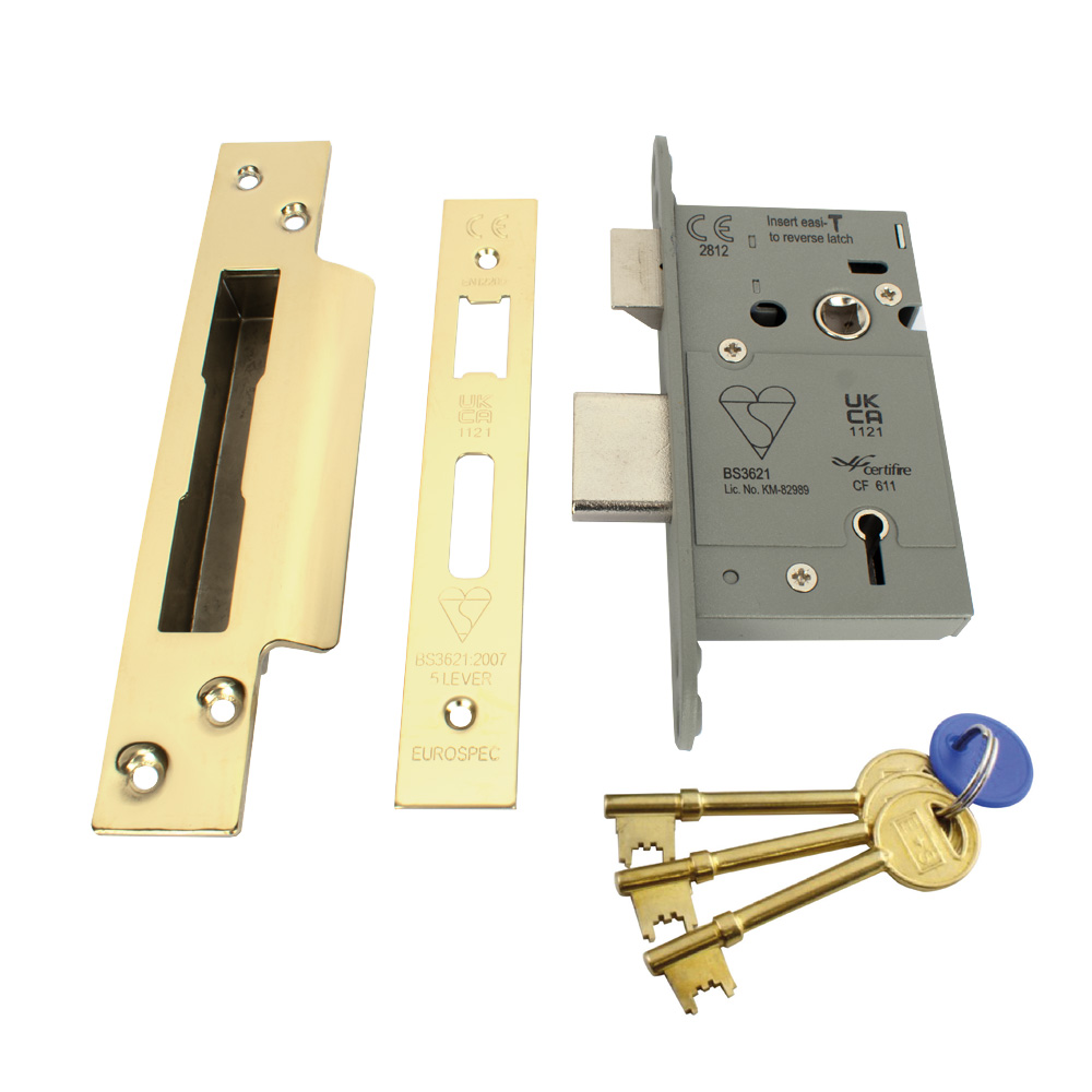 Eurospec 5 Lever Sash Lock - 2.5 inch - PVD